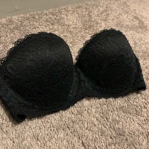black lace strapless bra